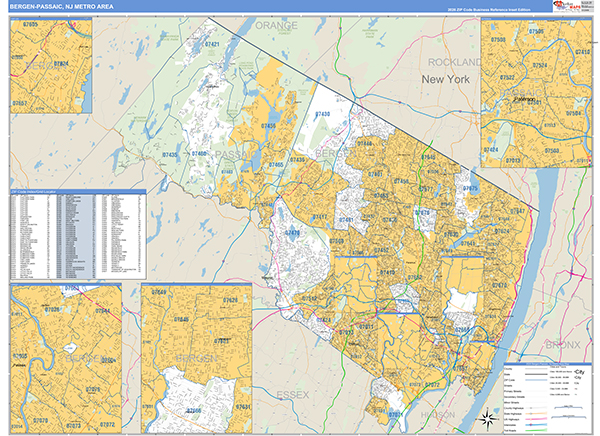 Bergen-Passaic Metro Area Wall Map